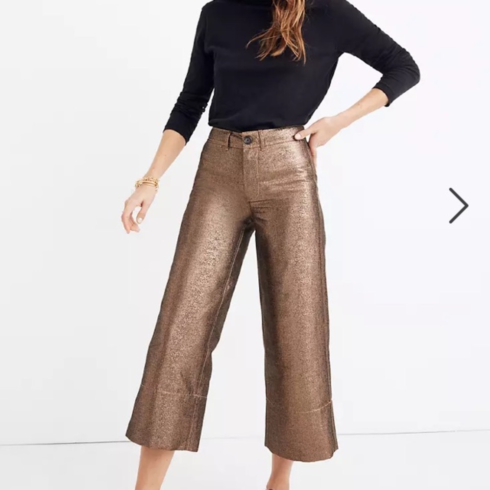 madewell emmett wide-leg metallic pants